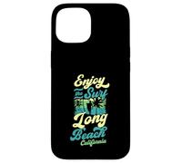 Carcasa para iPhone 15 Disfruta del Surf Long Beach California Retro Style Surfing