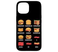 Carcasa para iPhone 15 Divertida Hamburguesa Hamburguesa con Queso Hamburguesa con Queso Divertido Humor Meme