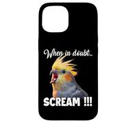 Carcasa para iPhone 15 Divertido Cockatiel T Screaming Bird Meme para propietarios