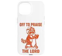 Carcasa para iPhone 15 Divertido diseño de Christian Raccoon Faith de Off To Praise The Lord