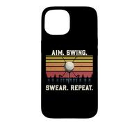 Carcasa para iPhone 15 Divertido Juego de Palabras del Equipo de Golf con el Objetivo del Swing jurar Repetir Golf Retro