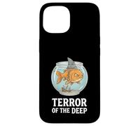 Carcasa para iPhone 15 Divertido pez Dorado con Aleta de tiburón: Terror of The Deep