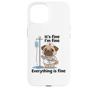 Carcasa para iPhone 15 Divertido Pug Enfermera Humor Estresado RN Cita Amante de los Perros