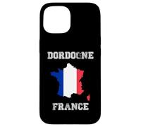Carcasa para iPhone 15 Dordogne Francia Vintage Francia Bandera Mapa Diseño