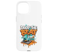 Carcasa para iPhone 15 Drop The Beat Street Art DJ Auriculares de Vinilo para Tocadiscos