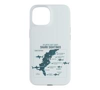 Carcasa para iPhone 15 East Coast Shark Sightings Cool Map