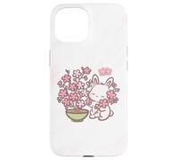 Carcasa para iPhone 15 Easter Bunny Pink Sakura Flower Cute Japanese Cherry Blossom