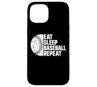 Carcasa para iPhone 15 Eat Sleep Baseball Repeat Softball Catcher Batter Baseballer
