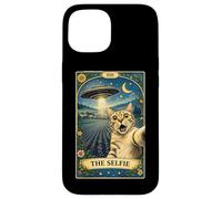 Carcasa para iPhone 15 El Gato Selfie Tarot Carta OVNI Alien Sci Fi Parodia Invasión