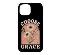 Carcasa para iPhone 15 Elegir Gracia Cristiano Girasol Mariposa Fe Religi