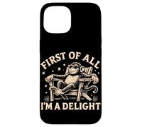 Carcasa para iPhone 15 En Primer Lugar, Soy una Delicia, Mono Vintage, Divertido chimpancé de Humor