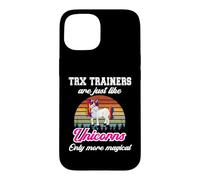 Carcasa para iPhone 15 Entrenamiento TRX/Funny Colorful Unicorn Personal Trainers