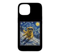 Carcasa para iPhone 15 Esquí Golden Retriever Art Skiier Perro en Ski Hill