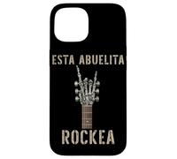 Carcasa para iPhone 15 Esta Abuelita Rockea Mano de Esqueleto Music Rock Guitar