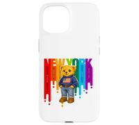 Carcasa para iPhone 15 Exceed The Limit New York Teddy Bear- Colorful NYC Boroughs