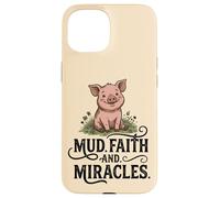 Carcasa para iPhone 15 Fe De Barro Y Milagros Lindo Cerdo Amante Granja Cristiano