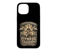 Carcasa para iPhone 15 Fitness Disciplina Oración Cristiana Gimnasio Entrenamiento Culturismo