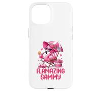 Carcasa para iPhone 15 Flamazing Sammy Pink Flamingo Tropical Beach Trip Mujer