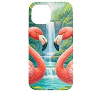 Carcasa para iPhone 15 Flamencos Tropicales Cascada Jungle Paradise