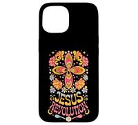 Carcasa para iPhone 15 Flor Hippie Retro Maravillosa de la Revolución de Jesús, fe Cristiana