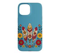 Carcasa para iPhone 15 Floral Boho Plumas Motivos Folk Ornamental Tribal Western