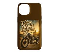 Carcasa para iPhone 15 Follow Jesus He is The Way Christian Motorcycle Gospel Biker