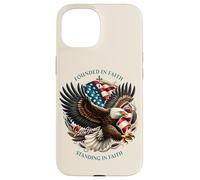 Carcasa para iPhone 15 Founded and Standing in Faith Vintage Watercolor Eagle 1776