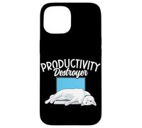Carcasa para iPhone 15 Funny Cat Productivity Destroyer Dueño de Gato Humor Amante de los Gatos