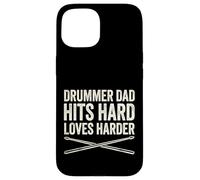 Carcasa para iPhone 15 Funny Dad Vintage Papa Rock Metal Tambores Hits Music Gift