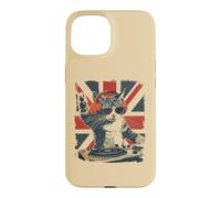 Carcasa para iPhone 15 Funny DJ Cat Disco Sound Tech Headphone Music UK Flag