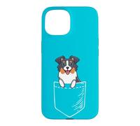 Carcasa para iPhone 15 Funny Kawaii Pocket Tri Color Australian Shepherd Dog Lover