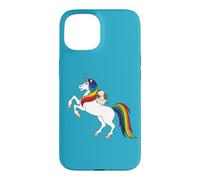 Carcasa para iPhone 15 Funny Kawaii Womens Girls Unicorn Rainbow Happy Pug Lover
