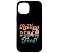 Carcasa para iPhone 15 Funny Resting Beach Face Summer and Beach Cute Ocean Lovers