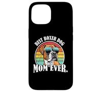 Carcasa para iPhone 15 Funny Retro Vintage Womens Best Mom Boxer Dog Lover