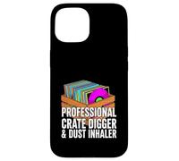 Carcasa para iPhone 15 Funny Vinyl Record Collector Crate Digger Dust Inhaler