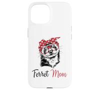Carcasa para iPhone 15 Funny Womens Girls Glasses Bandana Mom Ferret Lover