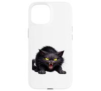 Carcasa para iPhone 15 Furia Salvaje del Gato Negro Feroz