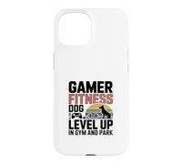 Carcasa para iPhone 15 Gamer Fitness Perro Amante Sube De Nivel En Gimnasio Y