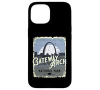 Carcasa para iPhone 15 Gateway Arch National Park - Recuerdo Vintage de Vacaciones