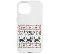 Carcasa para iPhone 15 Gato Divertido, Necesito bocadillos, Gatito Hambriento, Humor
