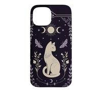 Carcasa para iPhone 15 Gato místico Celestial Luna Polilla Botánica Arte Oculto