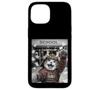 Carcasa para iPhone 15 Gato Samurai Último día de Escuela Vacaciones de Verano Divertido Selfie
