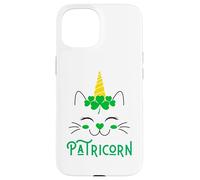 Carcasa para iPhone 15 Gato Unicornio irlandés Lil Miss Caticorn Green para el Día de San Patricio