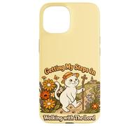 Carcasa para iPhone 15 Getting My Steps in Walking with The Lord Christian Cat