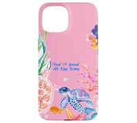 Carcasa para iPhone 15 God Is Good Summer Ocean Preppy Pink Turtle & Coral