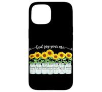 Carcasa para iPhone 15 God Says You Are Girasol Mason Jar Christian Religious
