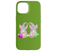 Carcasa para iPhone 15 Green Easter Gnomes For Women Cute Easter Eggs & Bunny Ears