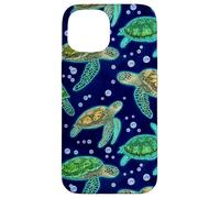 Carcasa para iPhone 15 Green Sea Turtle Marine Life Ocean Decorative Pattern