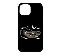 Carcasa para iPhone 15 Guitarra Esqueleto Luna Hamaca música Arte Hombres niños Halloween