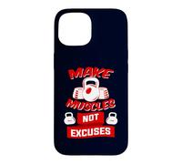 Carcasa para iPhone 15 Hacer Que los músculos no Excuses Divertido Motivación Diseño de Gimnasio